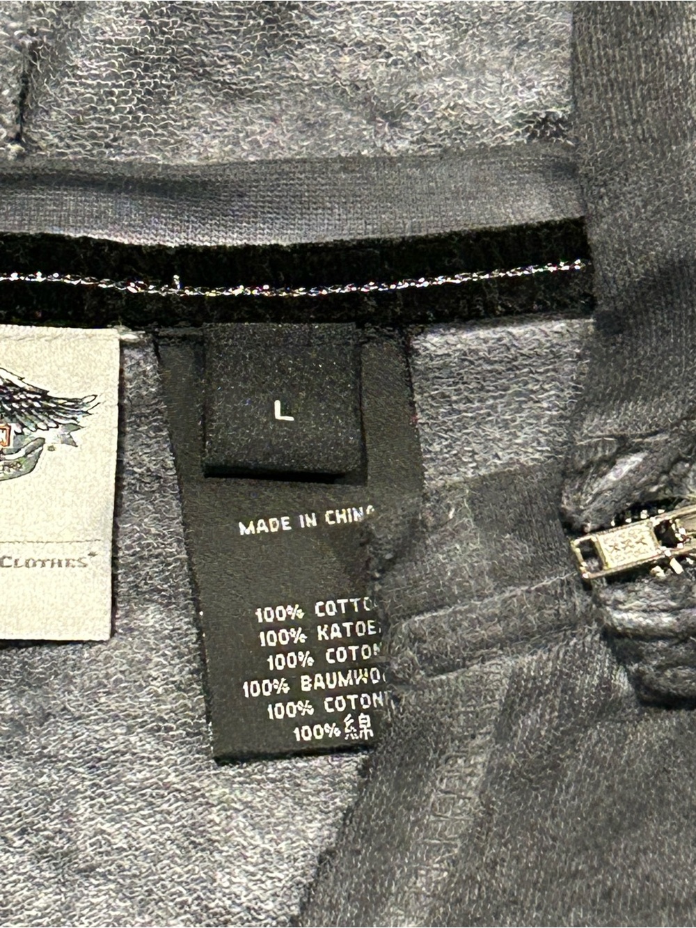 Women’s Harley-Davidson Sequin Hoodie (Size Large) - Distressed Charcoal Gray - Picture 5 of 9